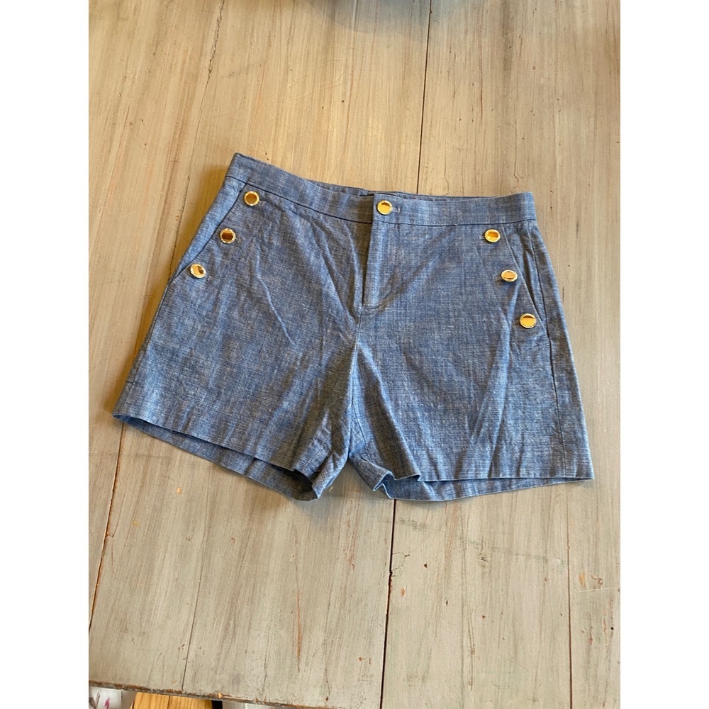 Banana Republic Sailor Shorts Blue Chambray Gold Button Detail Women's Size 0